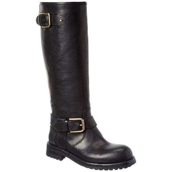 Dolce & Gabbana Leather Biker Boot, Black